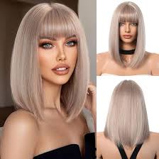 Perruque Synthétique Blond Cendré OUFEI - Élégance et Confort Quotidien