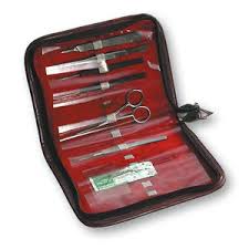 Trousse de dissection complète avec scalpel et ciseaux épilateurs