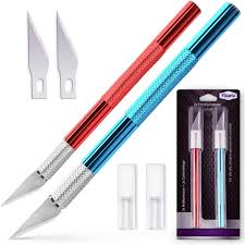 Filzada® Pcs Scalpel Rouge Bleu - Outil Idéal pour le Modélisme