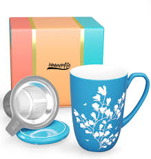 Tasse à Thé Infuseur en Céramique avec Couvercle