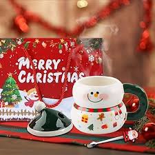Mug de Noël en céramique avec couvercle et cuillère Bonhomme