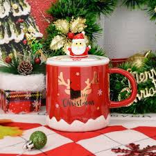 Tasse de Noël en céramique avec couvercle et cuillère - Idéal pour les garçons